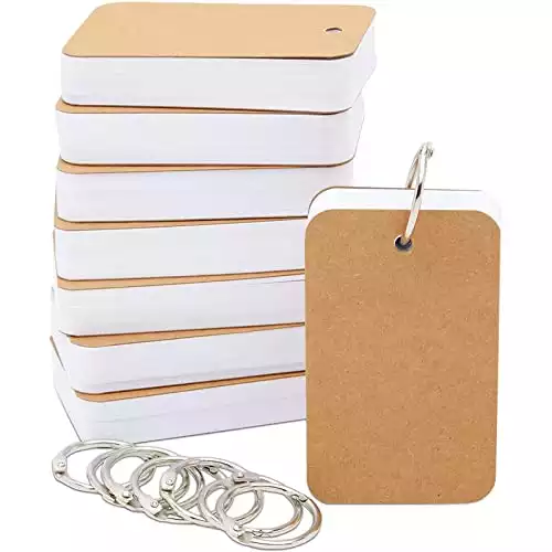 8 Pack Blank Flash Cards with Rings