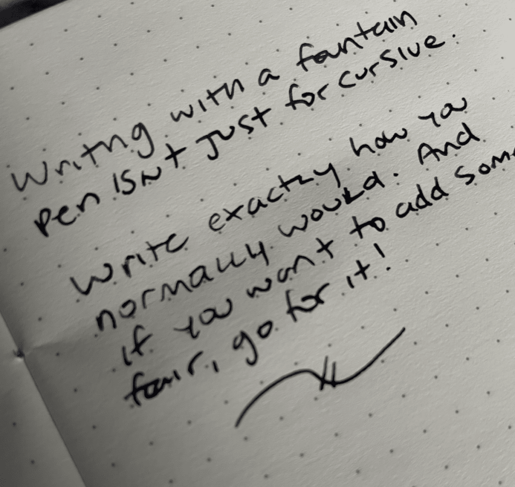 fountain pen myths writing in cursive